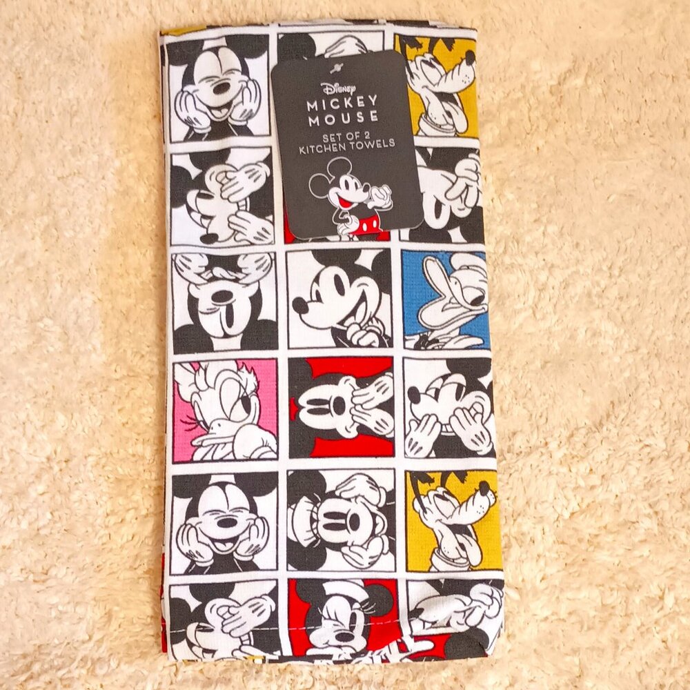 NWT ~Disney Kitchen Towels (Set of 2) -Mosaic Collage of Iconc Disney Characters